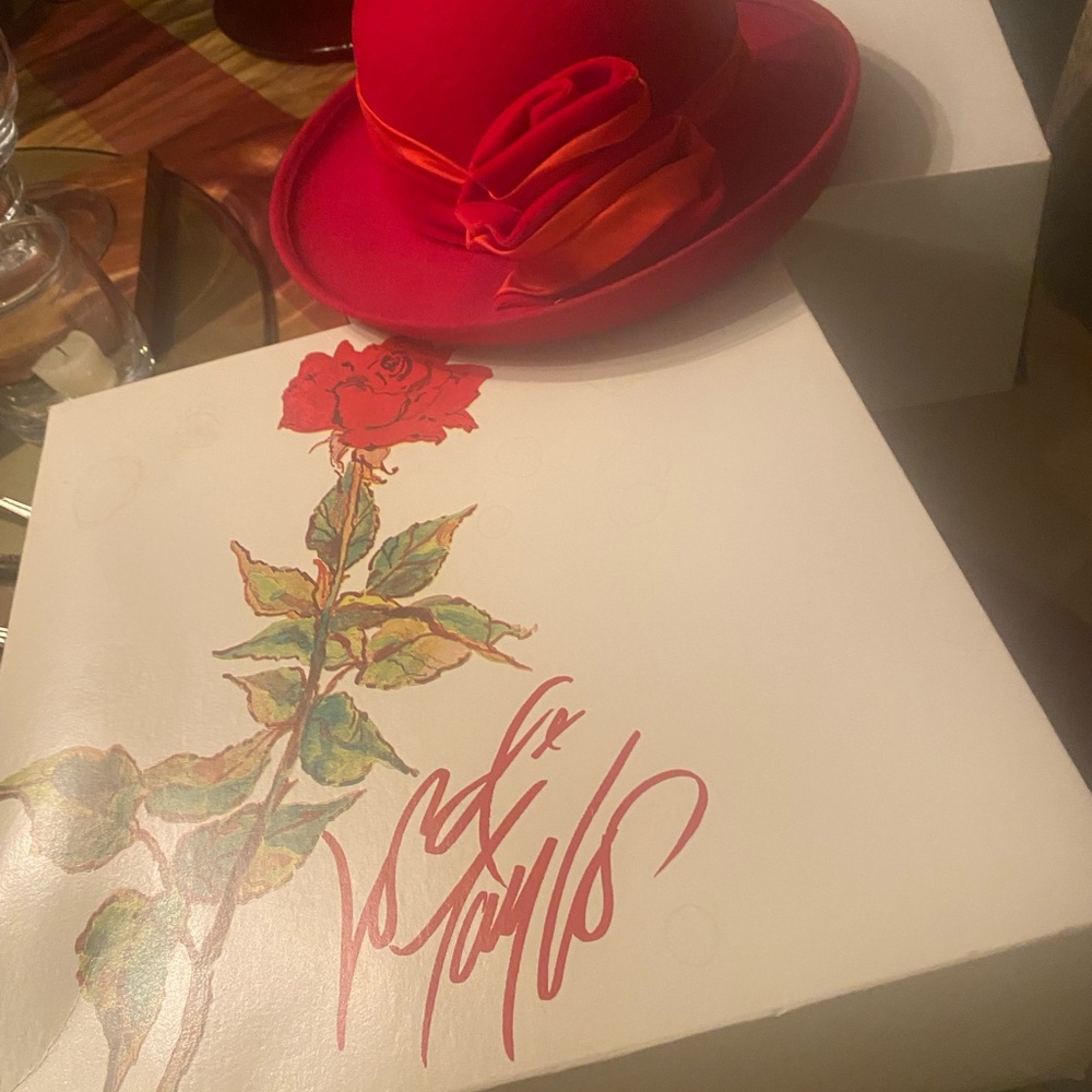 Lord & Taylor Vibrant Red felt Women's Hat - Picture 3 of 6